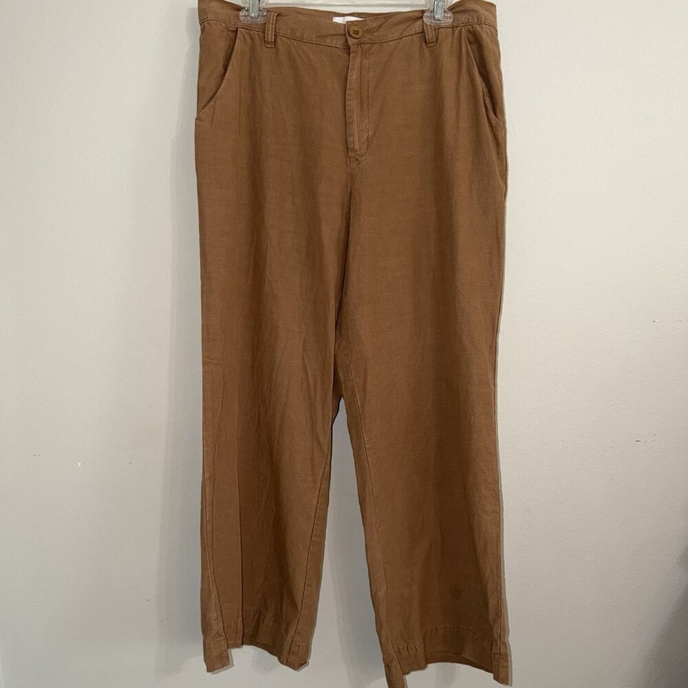 KUT from the Kloth Pants Women‎ Size 12 Brown Tan Tencel Linen Blend Wide